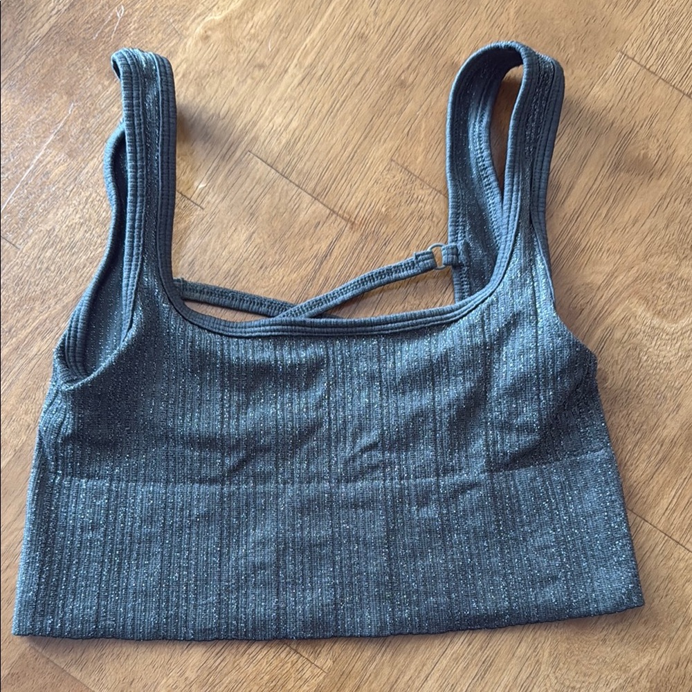 Urban outfitters grey sparkly crop top